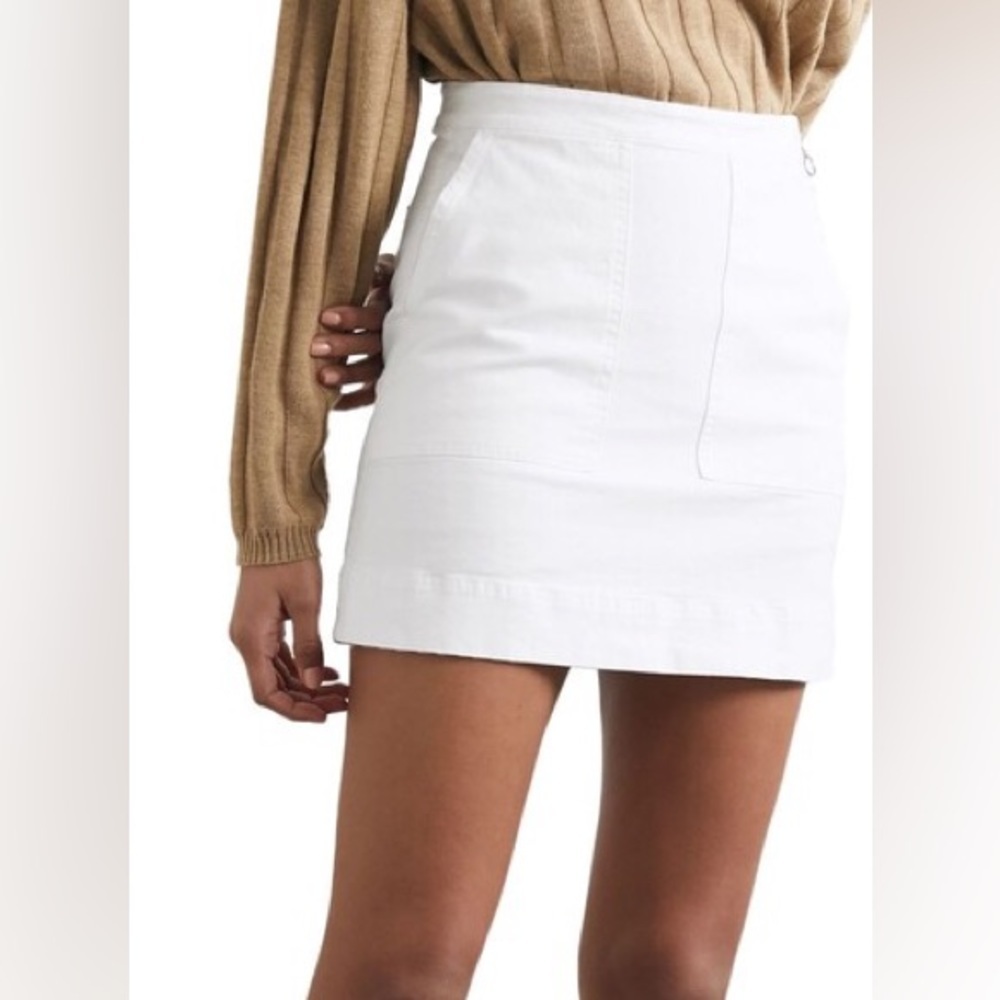 Alex Mill White Denim Pocket Zip A Line Skirt 12